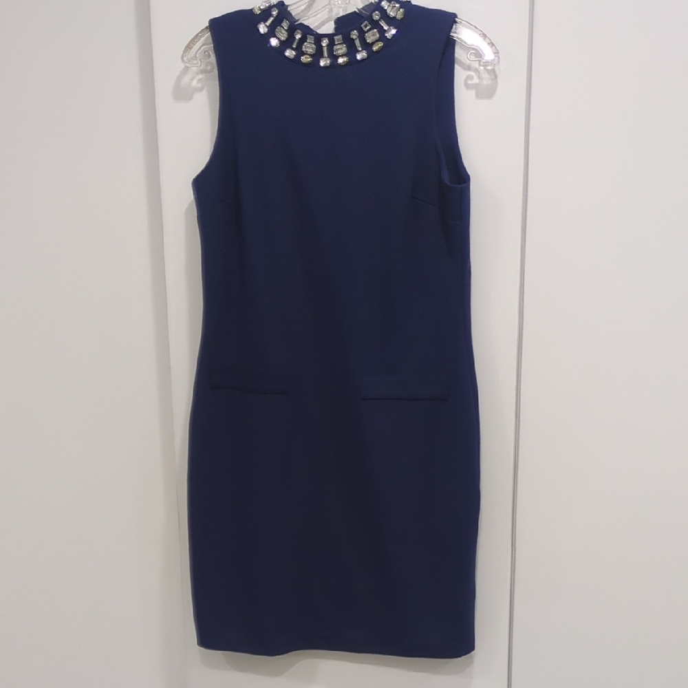 Michaels Navy Blue Embellished Mini Dress